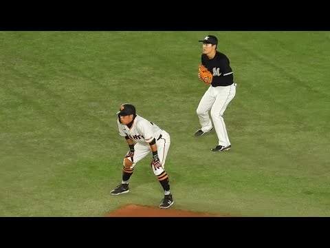 交流戦、巨人立岡が連日の大活躍！盗塁決めて猛アピール　巨人対ロッテ　チャンス場面